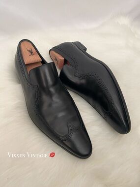 VINTAGE GUCCI LEATHER ‘MEN’S LOAFER WITH WINGTIP’ IN BLACK